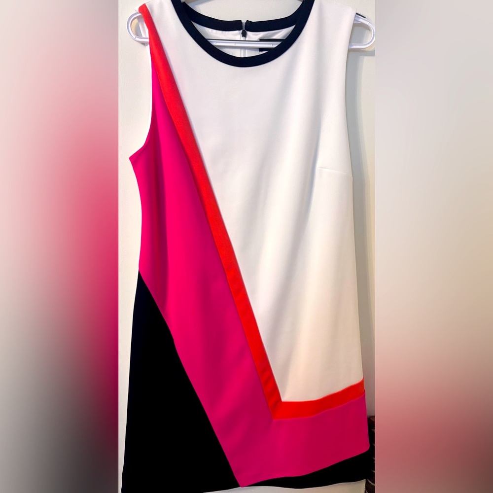 Karl Lagerfeld NWT, size 12, tank dress w/ slip and asymmetrical colors.